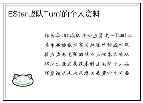 EStar战队Tumi的个人资料